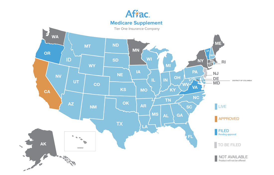 Aflac Med Supp State Availability Map